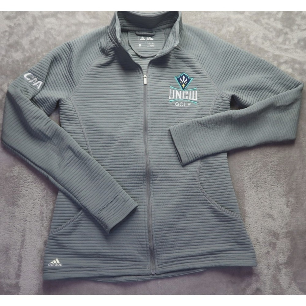 Adidas UNCW Golf Women's Full‎ Zip Textured Jacket Grey Size S Damaged